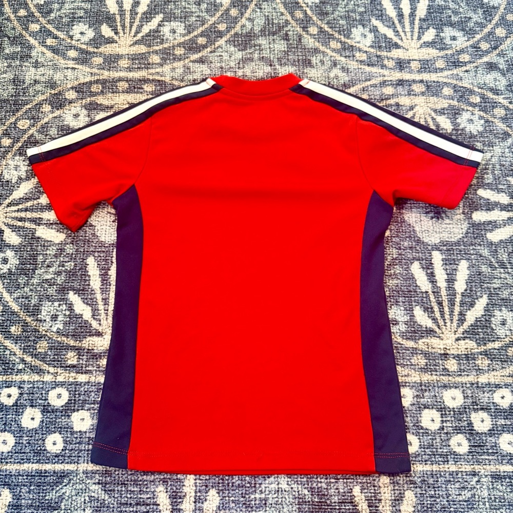 adidas Kids Red Athletic Tee with Navy Panels - Picture 3 of 5